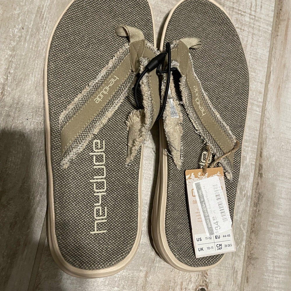 Heydude Gray and Tan Flip Flops